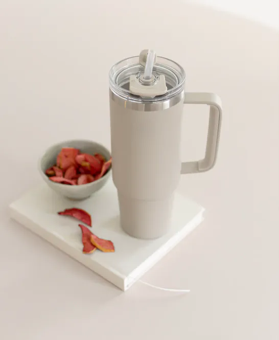 Hovedbilde Thermo Cup with Straw - Cream Beige - 885ml