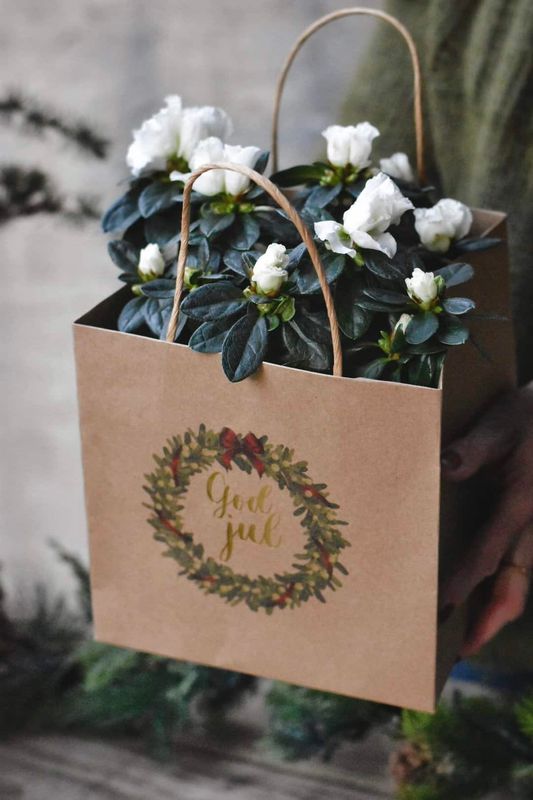 Blomsterpose M 20x20x20 Cm “God Jul” Krans