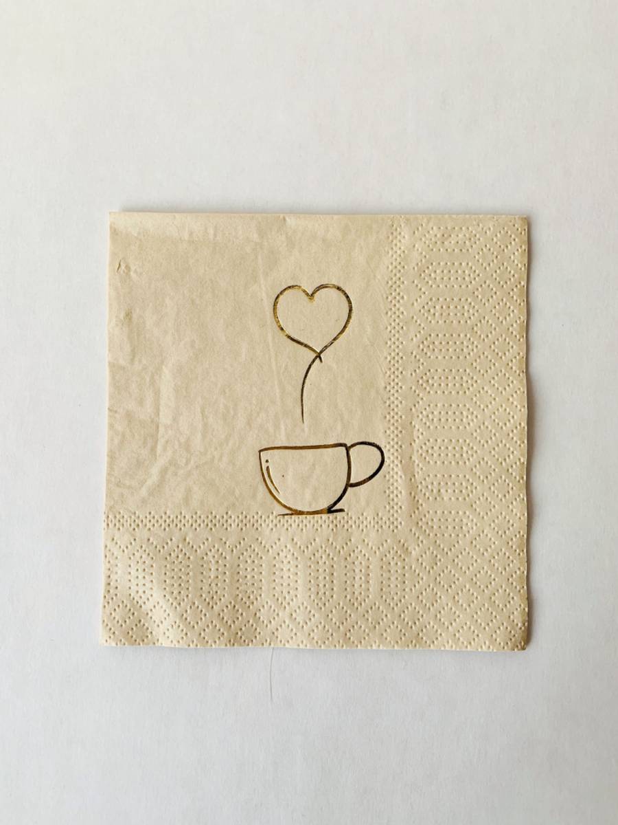 Serviett - Kaffe og Hjerte 25x25