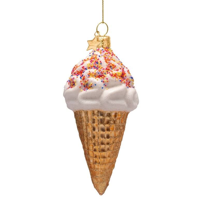 Ornament glass multicolor ice cream w/sprinkles H14cm