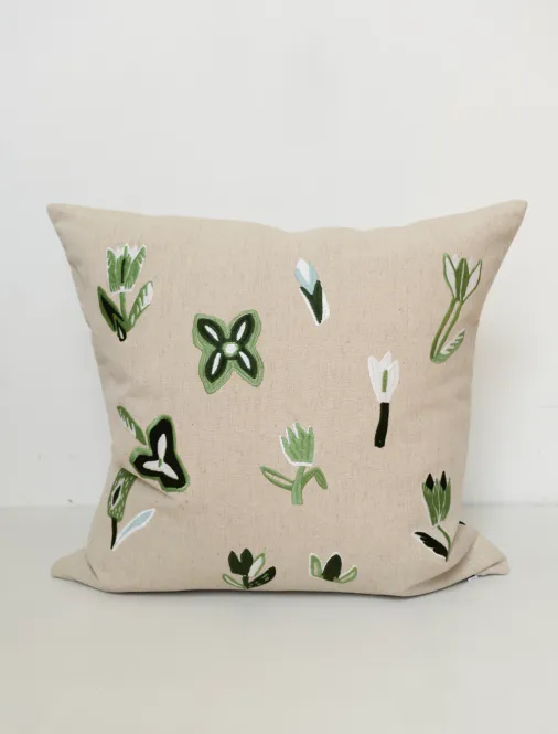 Hovedbilde Tulip Embroidered Cushion Cover Green