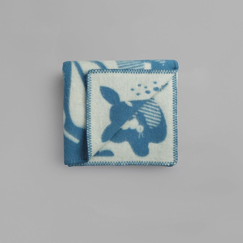 Skogbunn Blue/Natural Halvpledd ull 135x100