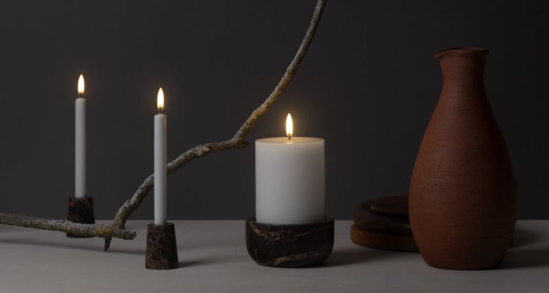 Marble mini taper candleholder 3,7x5 cm