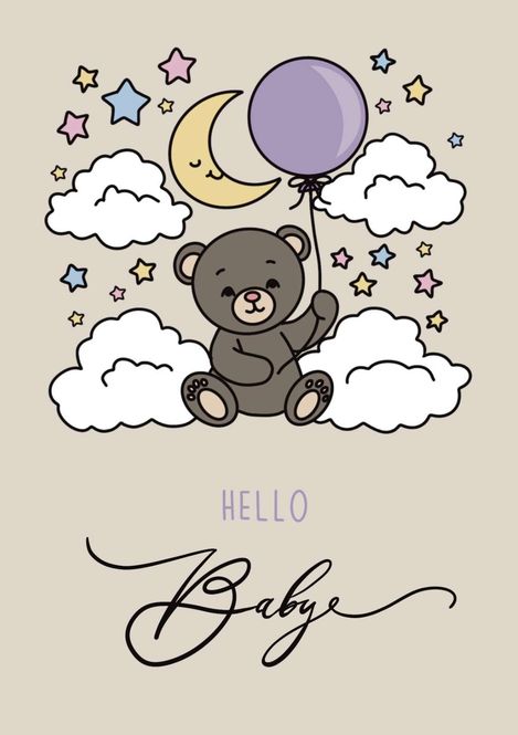 Hovedbilde Doble Kort - Hello Baby (bamse)