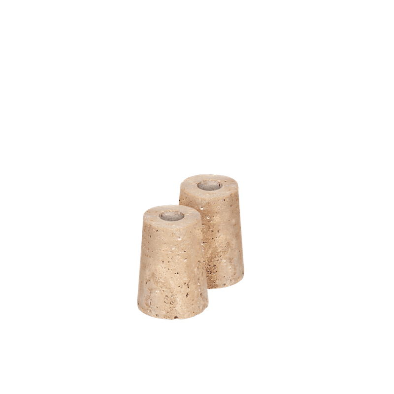 Travertine Candleholder (Mini Taper) M 2-pack W2,8 x H4,8 cm