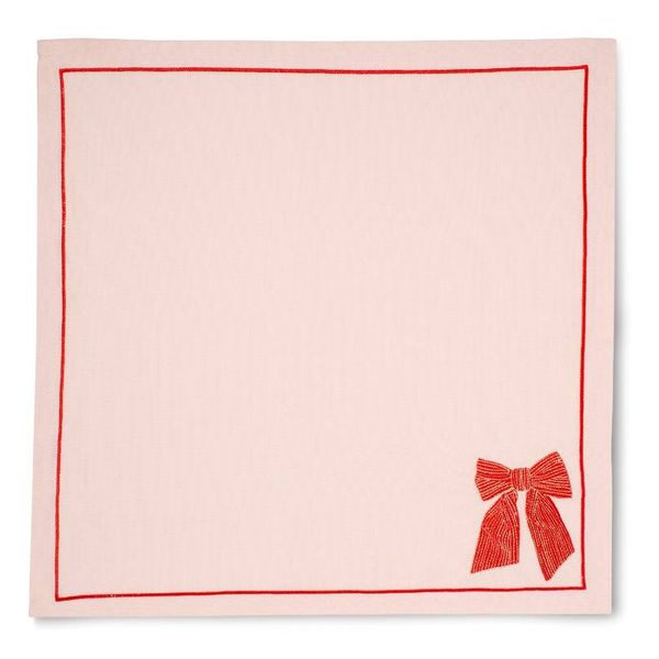 Hovedbilde Embroidered napkins bow soft pink 45cm Pack of 2