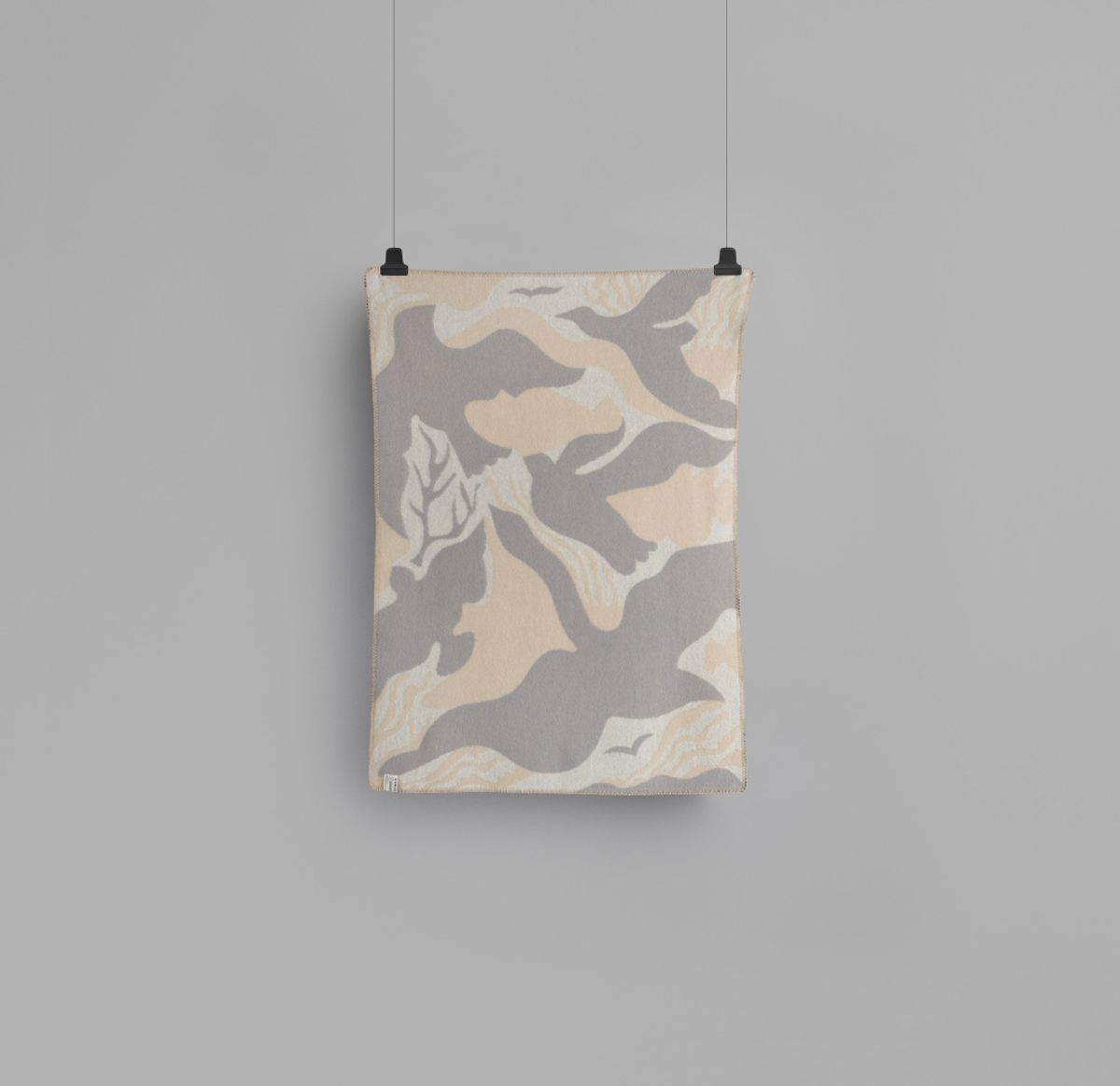 Fugl og Fisk Halvpledd ull 100x135 - Grey/Beige